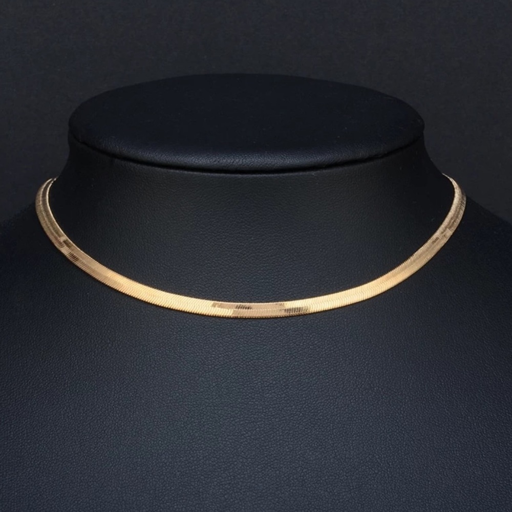 NEW 18K Gold Flat Snake Bone Chain Necklace - Picture 3 of 7